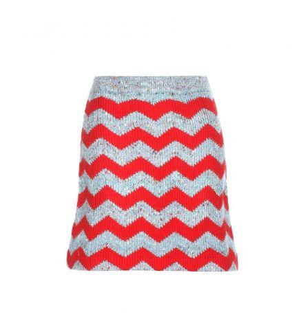 Minigonna in lana, alpaca e seta MIU MIU scontata €273