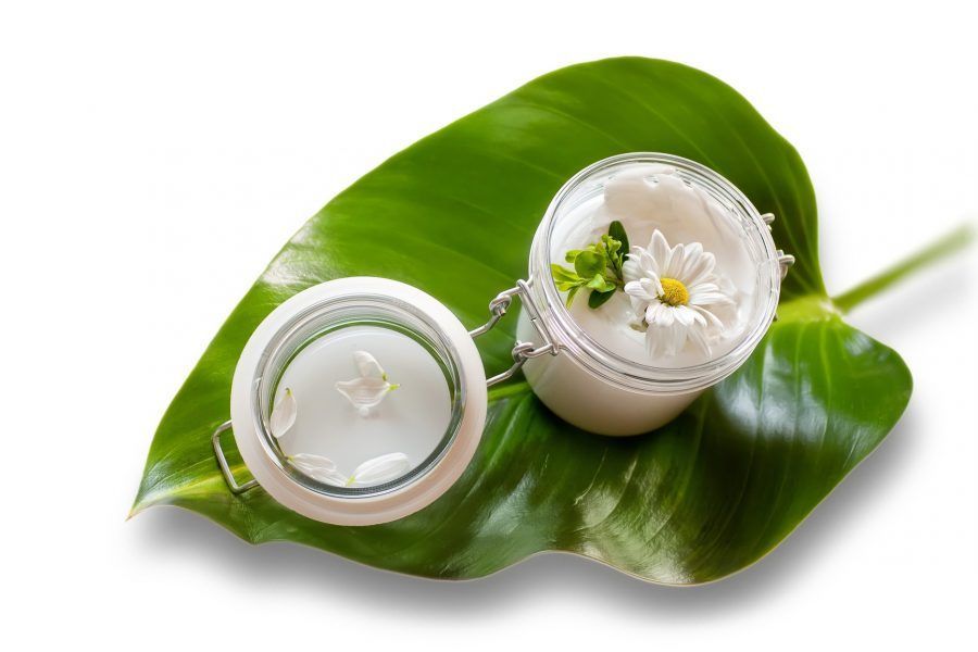 Jar of moisturizing facial cream