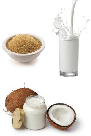 Scrub con zucchero, latte e olio di cocco