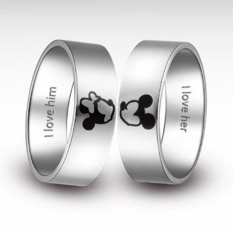 Mickey and Minnie - doppio anello in titanio
