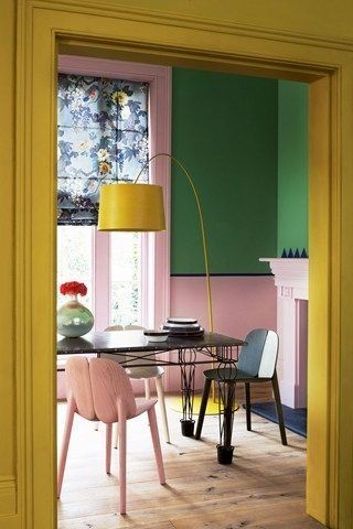 Verde, rosa e giallo per un ambiente spiritoso