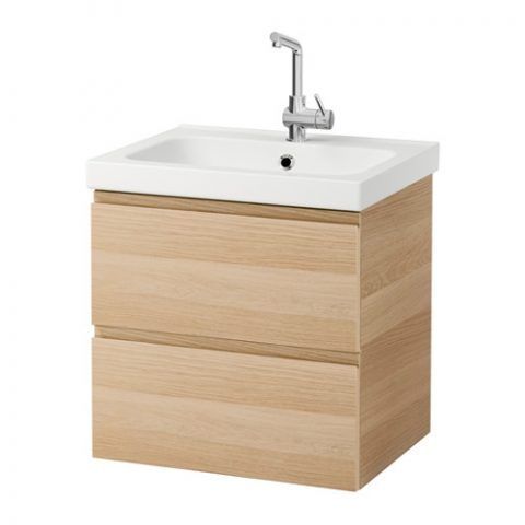 GODMORGON / ODENSVIK Mobile per lavabo con 2 cassetti, rovere con mordente bianco effetto rovere con mordente bianco € 169