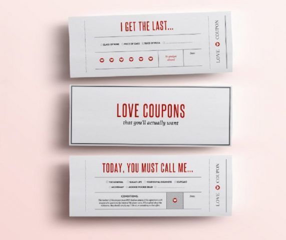 Love coupon dove sono scritte tutte le coccole che dovete farvi