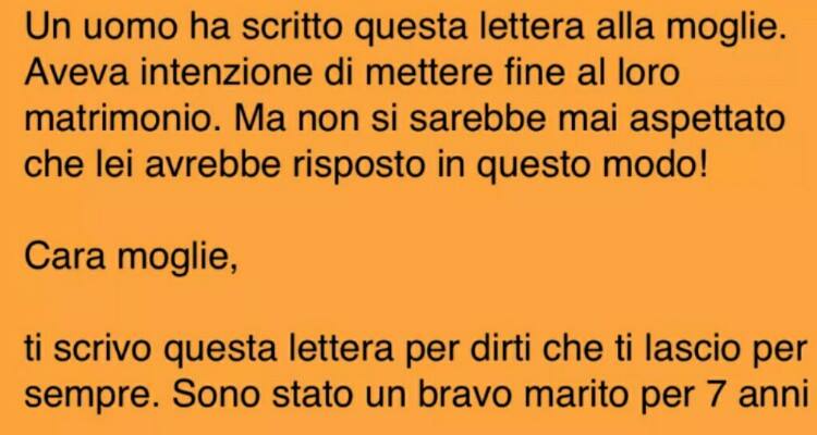 Chiede il divorzio alla moglie con una lettera, la risposta della donna è incredibile!