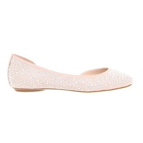 Ballerina in satin con strass color cipria.