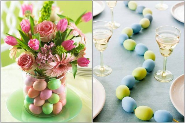 Centrotavola di Pasqua con uova colorate