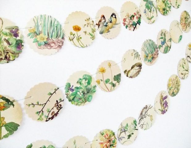 Ghirlanda di primavera con tondi decorati