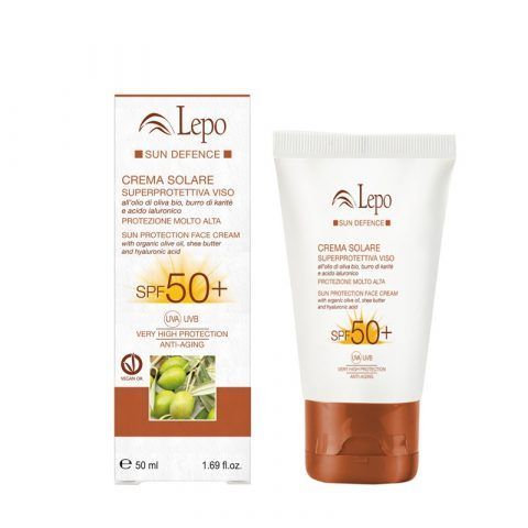 CREMA SOLARE SUPERPROTETTIVA VISO SPF 50+ all'olio di oliva bio, burro di karitè e acido ialuronico 17,00 €