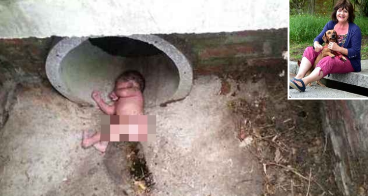 Cane trova neonata nella fogna