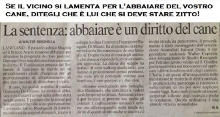 Abbaiare è un diritto del cane