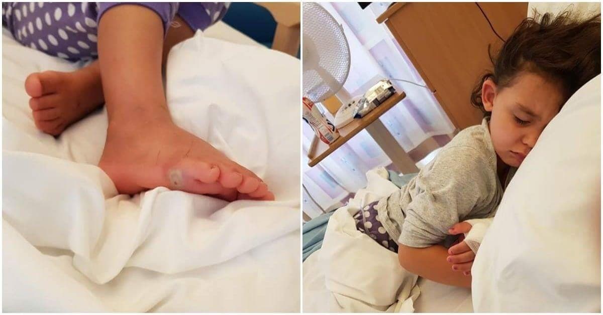 La bambina si sveglia con un forte dolore al piede, quando il medico le toglie le scarpe…