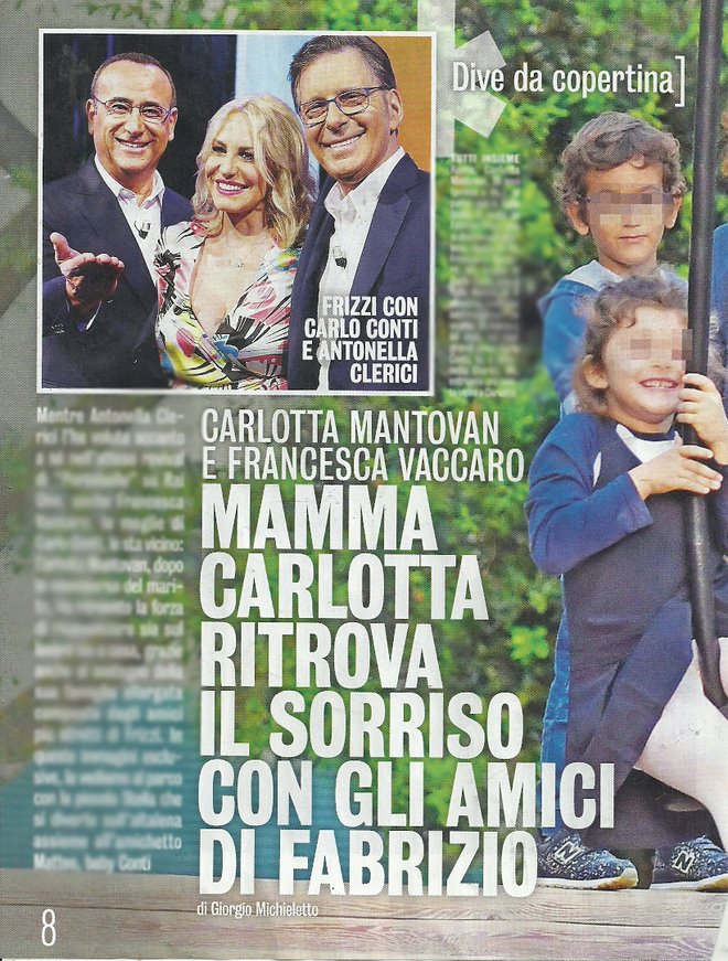 Carlotta Mantovan con la figlia Stella al parco con la famiglia di Carlo Conti