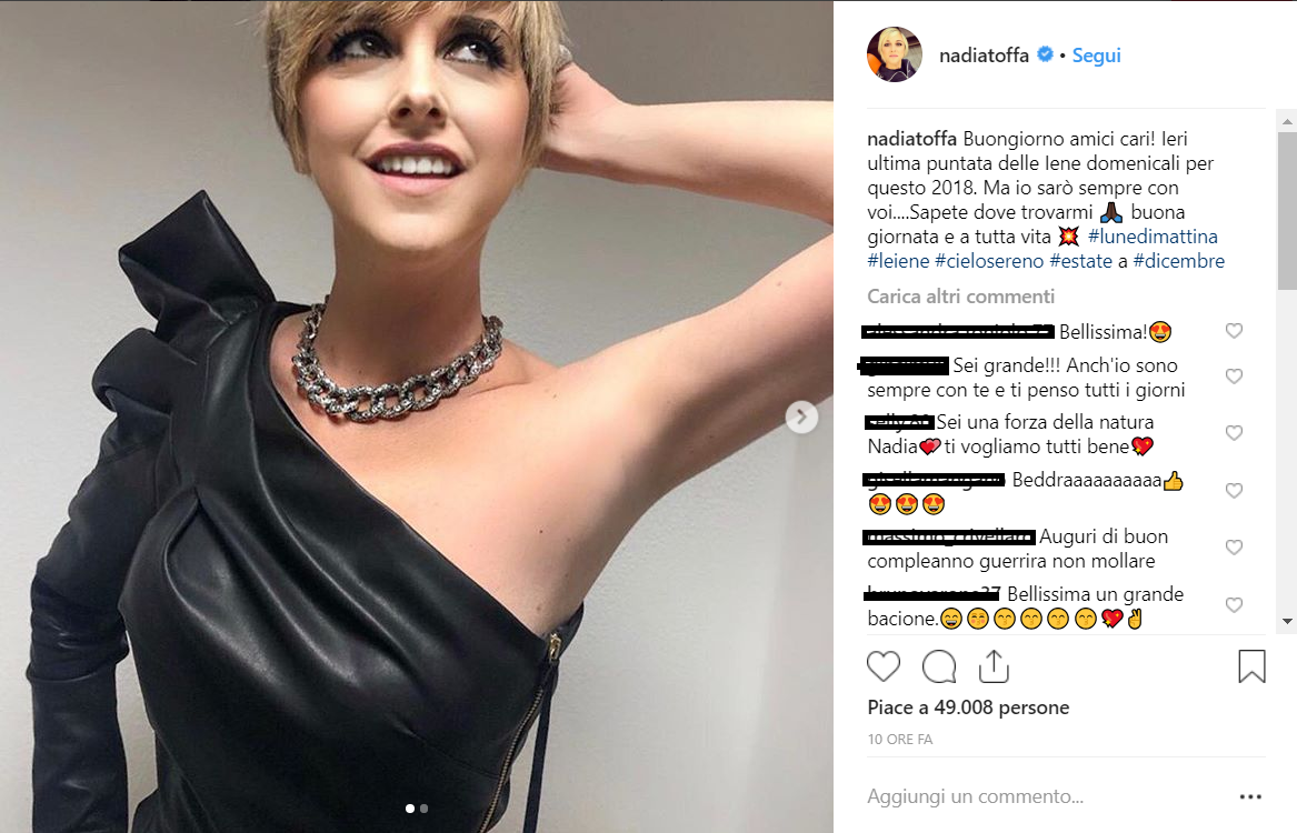 Nadia Toffa in ospedale: "Qui non si molla mai"