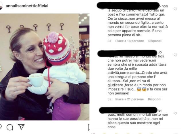 Cattiverie contro la Minetti su Instagram: "Sei cieca, non dovevi fare figli"