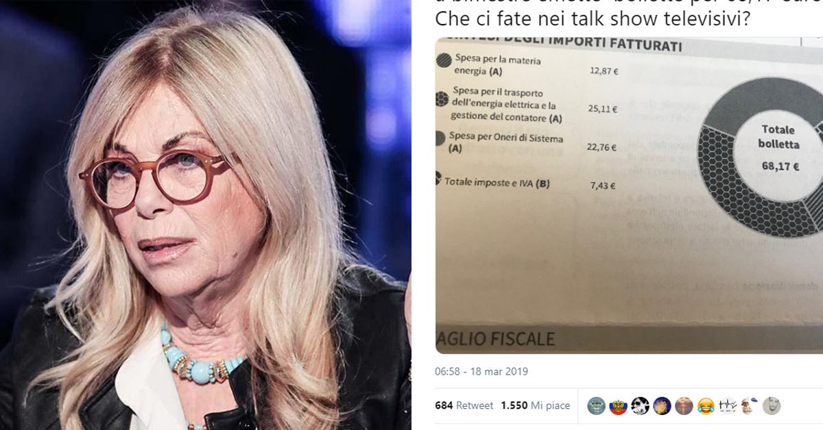 Rita Dalla Chiesa e lo sfogo sulla bolletta