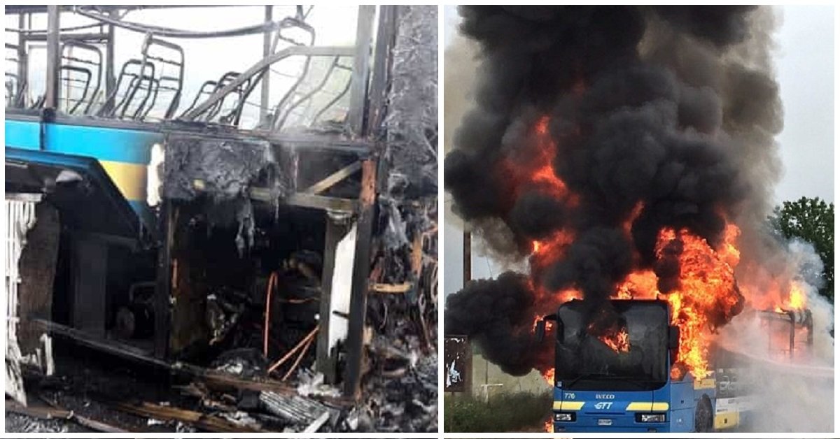 Pinerolo: bus pieno di studenti in fiamme