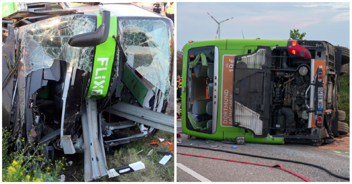 Pullman Flixbus sbanda e si ribalta