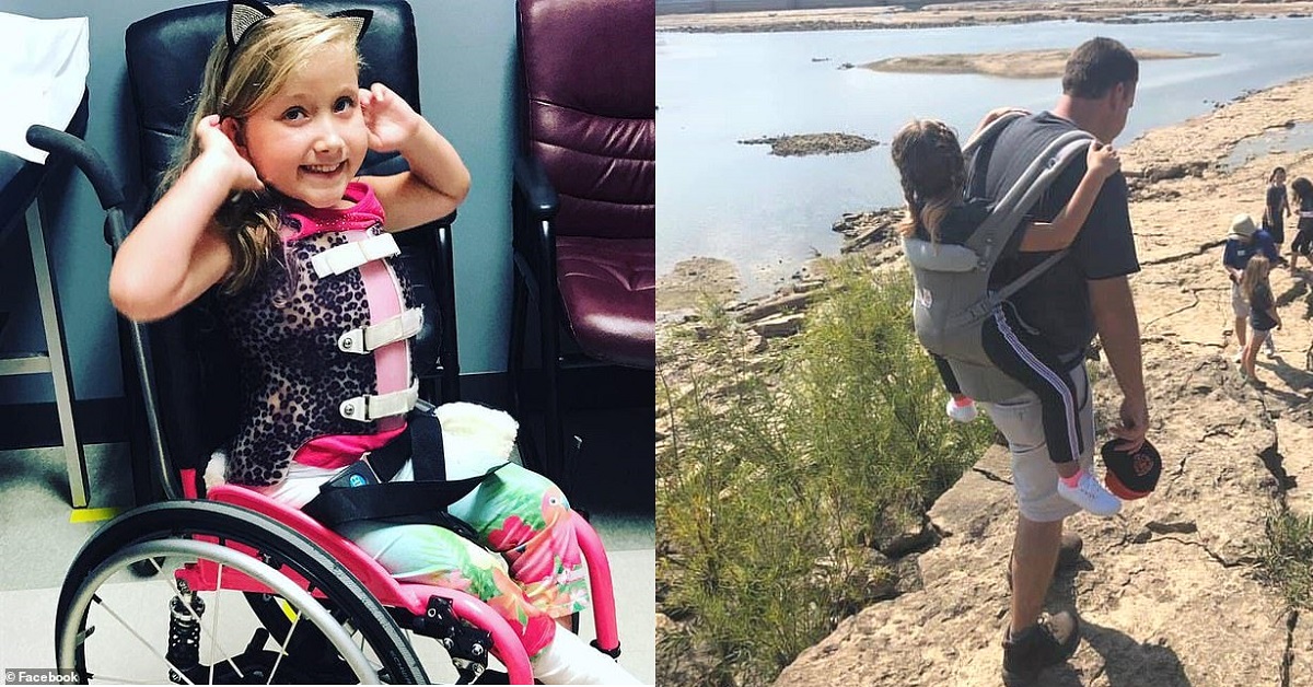 Carica una bambina disabile di 10 anni in spalla e la porta in giro per chilometri.