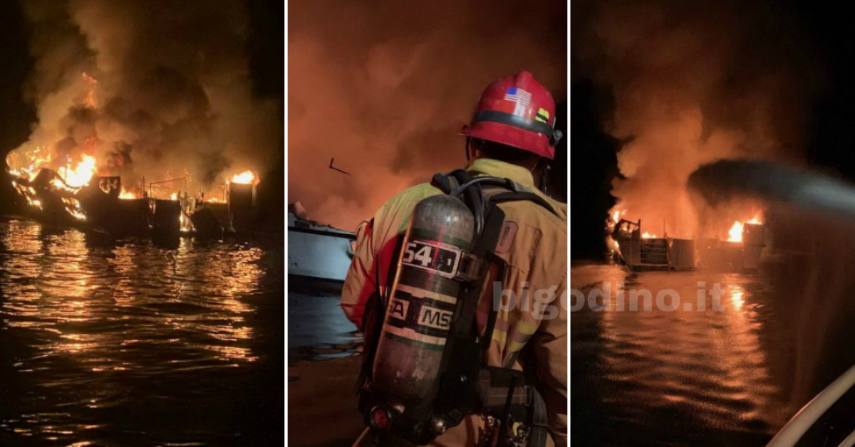 Barca va a fuoco con 34 sub a bordo: 20 corpi senza vita