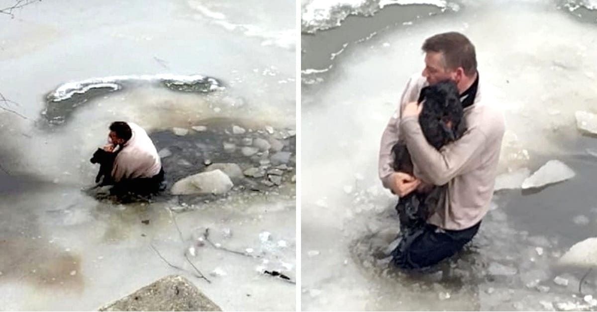 Uomo si getta nel fiume per salvare il cane