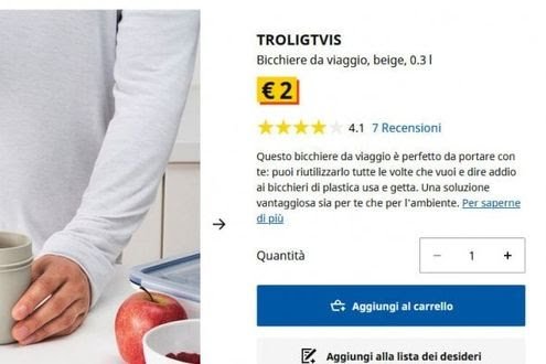 Ikea, ritirato bicchiere da viaggio Troligtvis: sostanze chimiche nocive