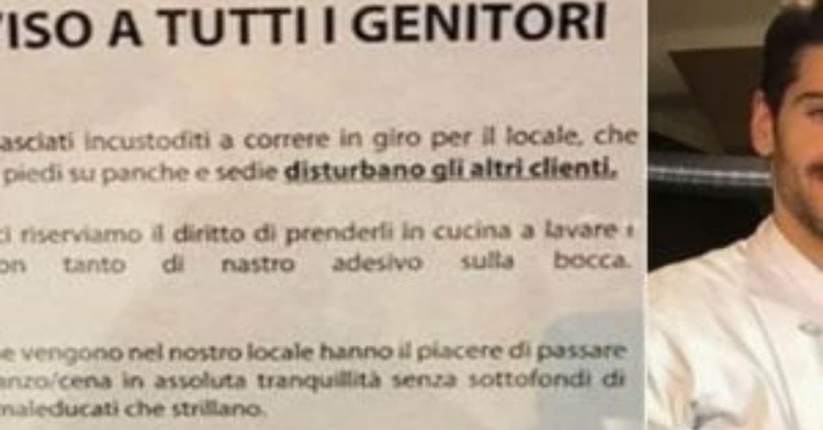 Titolare di un ristorante, appende un avviso rivolto a tutti i genitori dei bambini maleducati