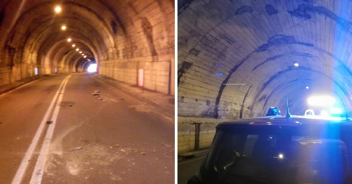 Via Mala, cadono calcinacci in galleria tra Bergamo e Brescia, colpita una macchina