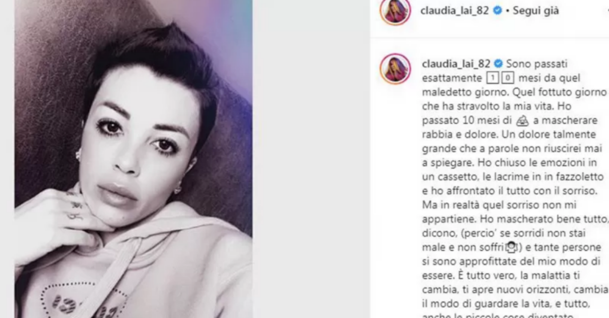 Claudia, la moglie di Nainggolan e la lotta contro il cancro