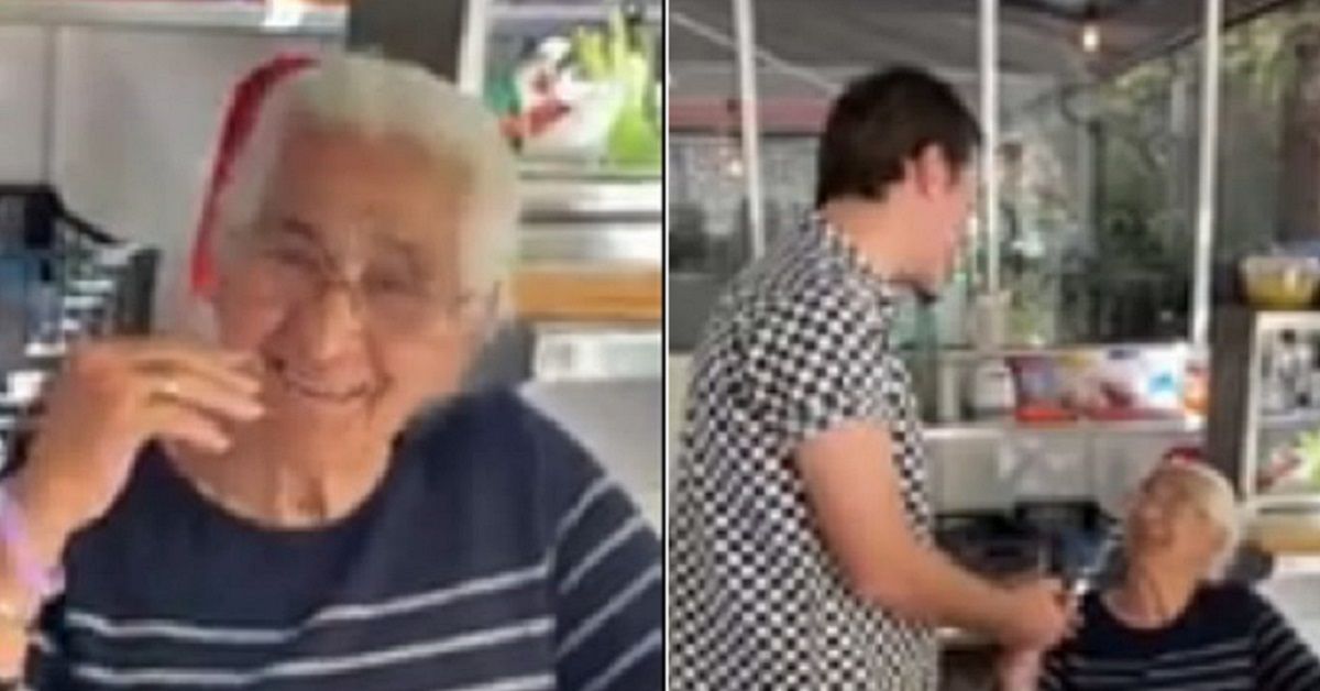 Il ragazzo 21enne si avvicina all’anziana signora, e comincia a cantarle una serenata