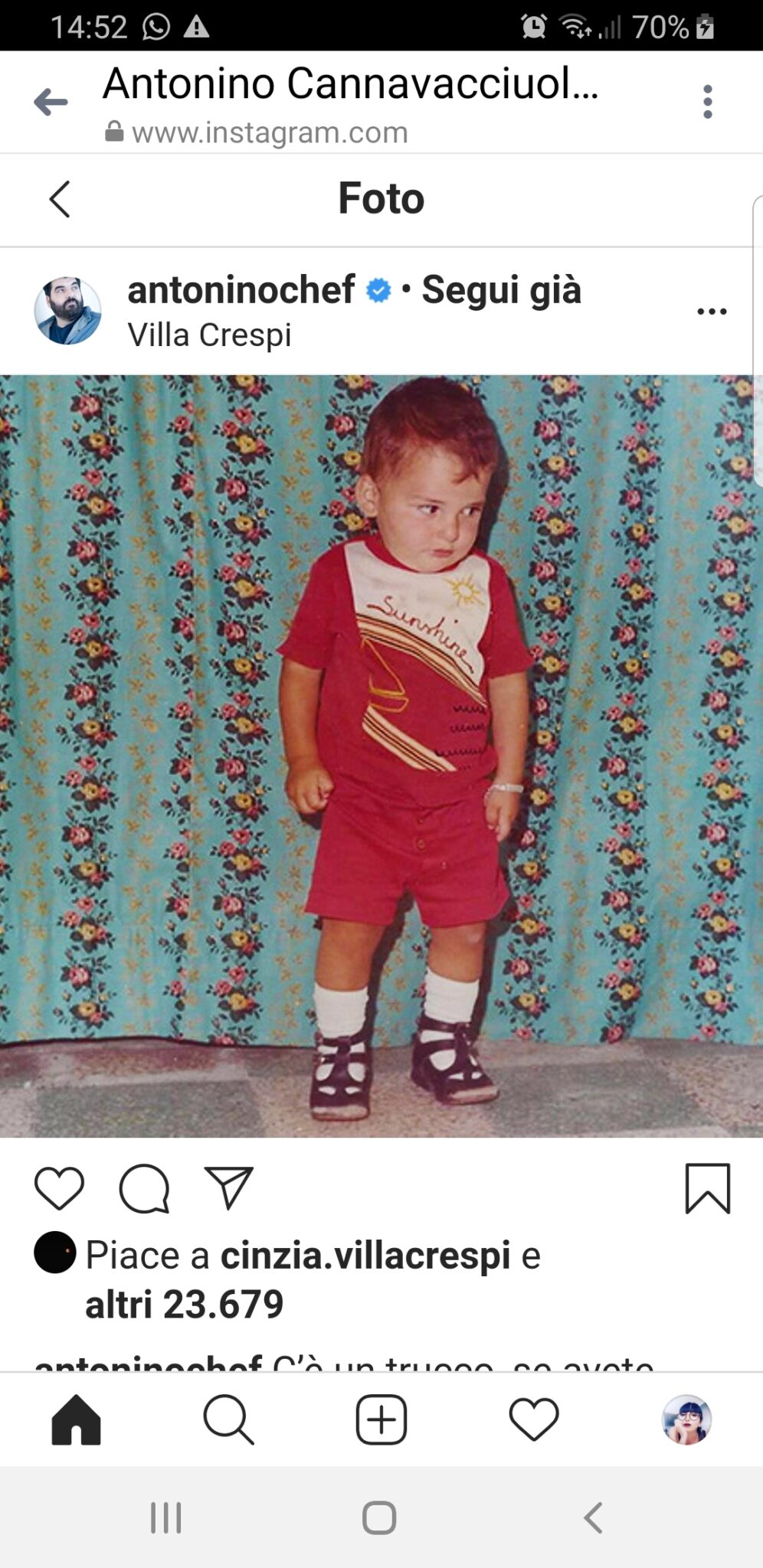 Antonino Cannavacciuolo giovane: la foto inedita su Instagram