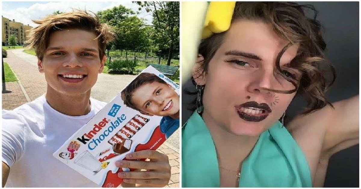 Alessandro Egger il bambino della Kinder si diletta a fare la Drag Queen sui social