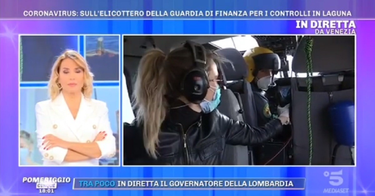 Pomeriggio Cinque, Barbara D’Urso mostra un’inseguimento in diretta dall’elicottero