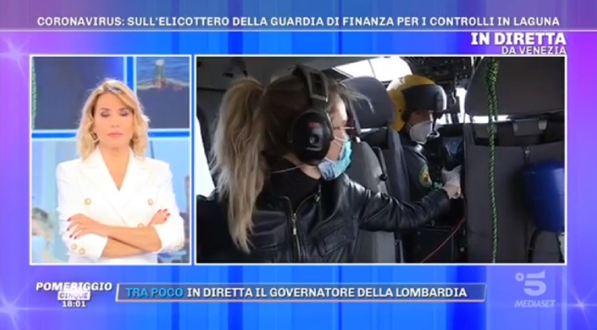 Pomeriggio Cinque, Barbara D'Urso in diretta dall'elicottero