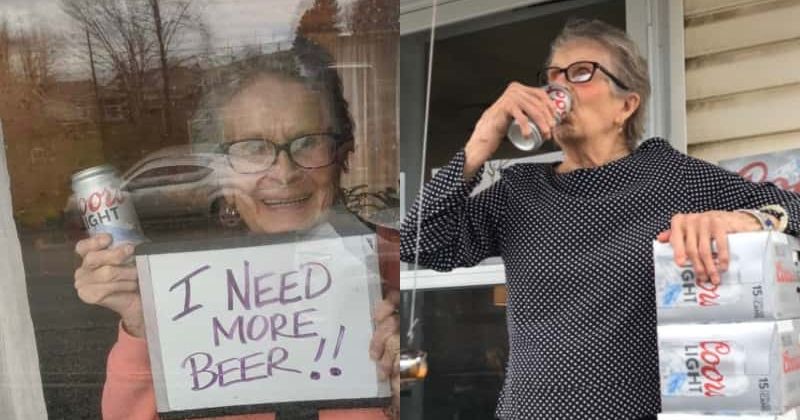 La nonnina di 93 anni che in quarantena chiede la birra perché l’ha finita