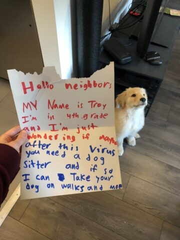 bimbo scrive lettera per il cane