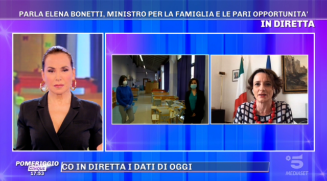 Pomeriggio 5 con ospite Elena Bonetti