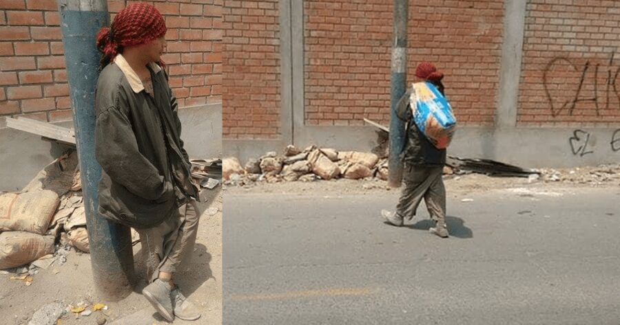 Ragazzo vestito da mendicante