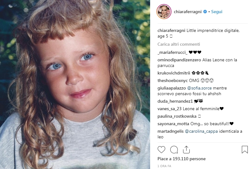 Chiara Ferragni e la foto da bambina 