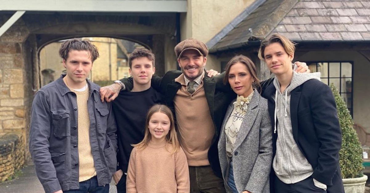 David e Vittoria Beckham con la famiglia