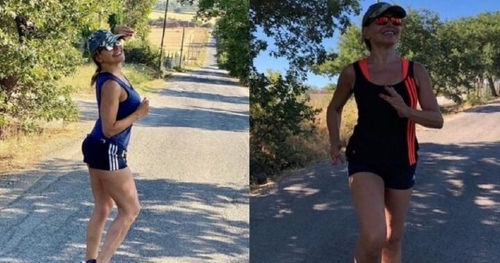 Barbara D'Ursdo finge di fare jogging
