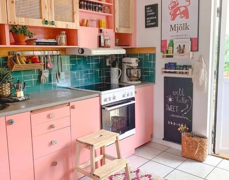 cucina rosa bohemien