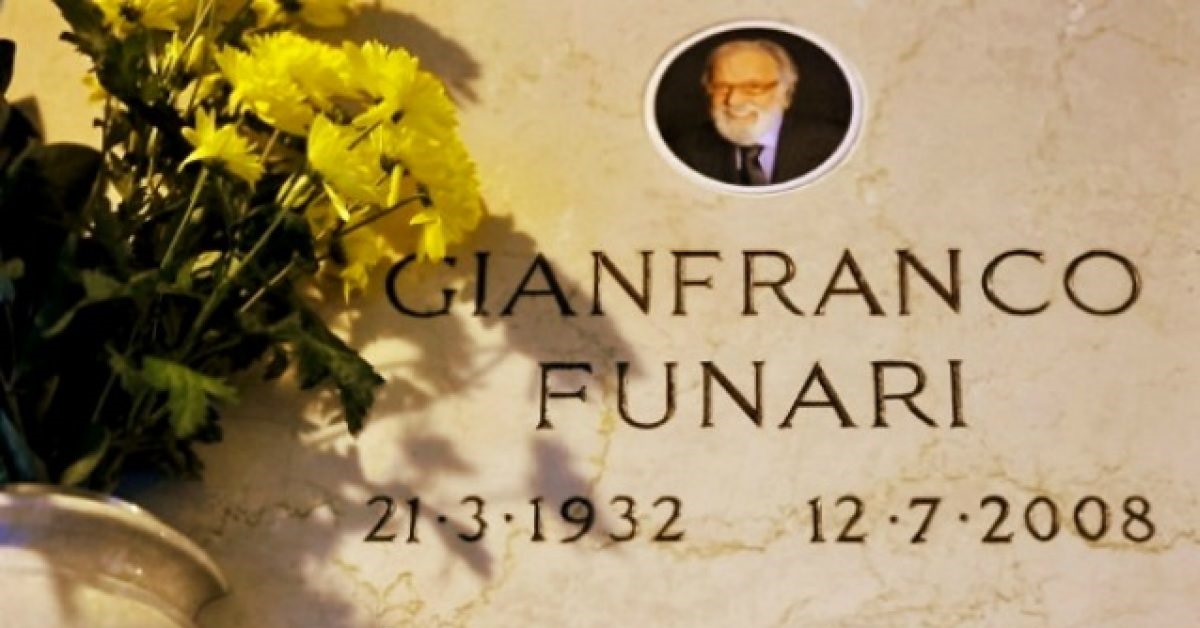 Gianfranco Funari: la sua tomba nel Cimitero  Monumentale con due epitaffi