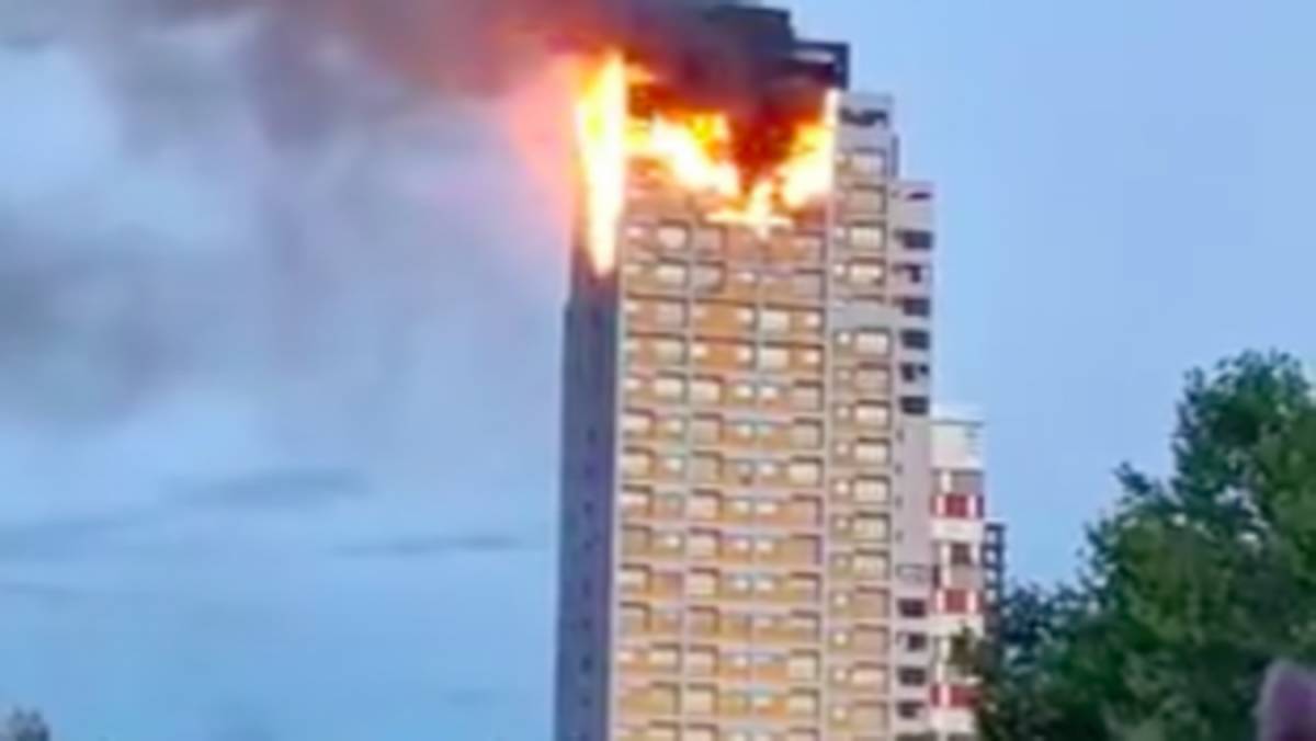 incendio in un grattacielo a Madrid