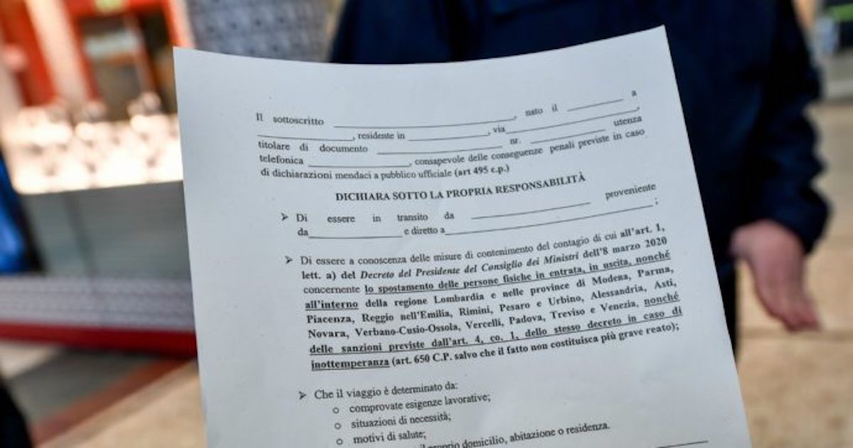 Lombardia, necessaria autocertificazione per chi circola dalle 23 alle 5