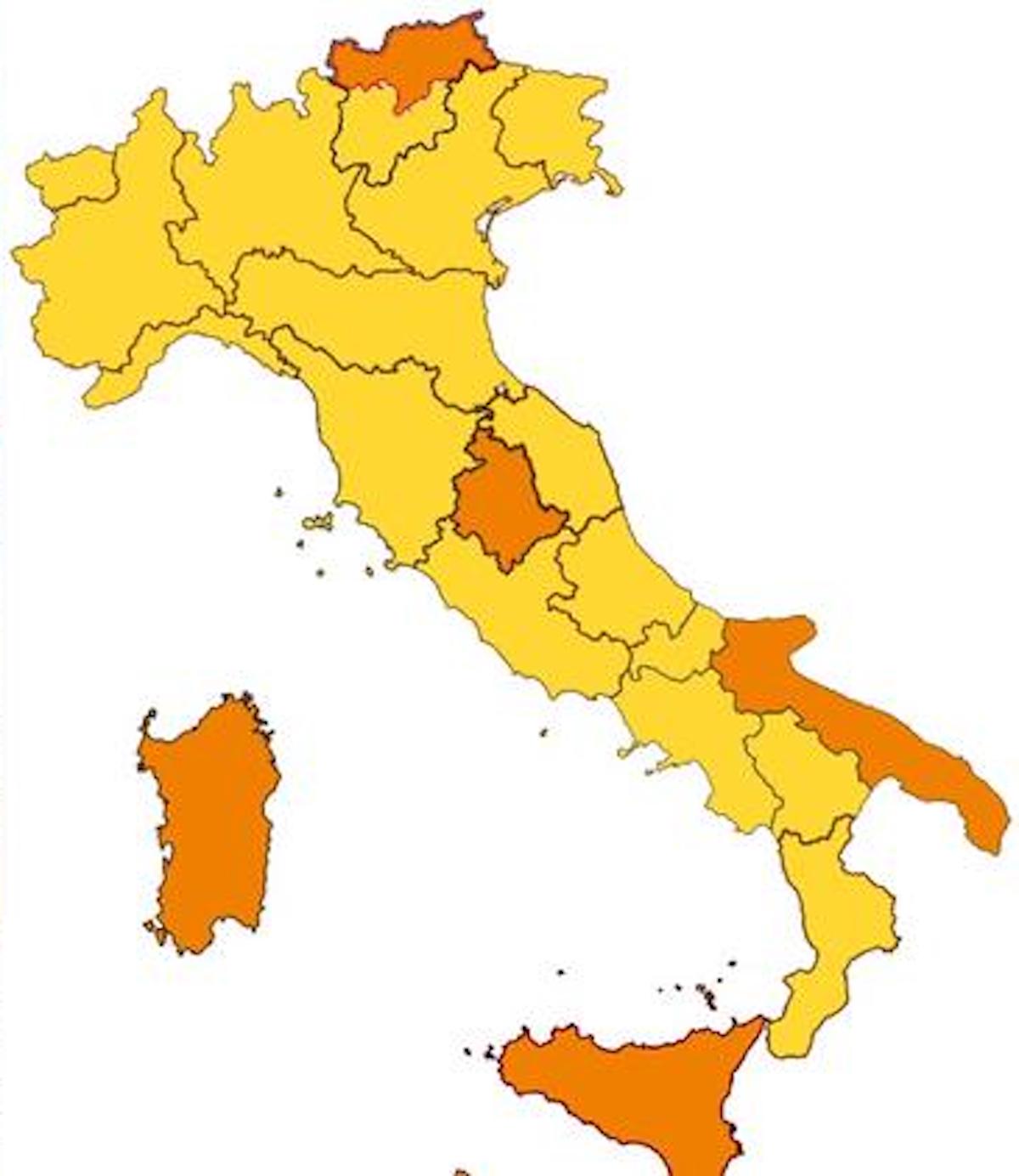 Cartina Italia nuova ordinanza