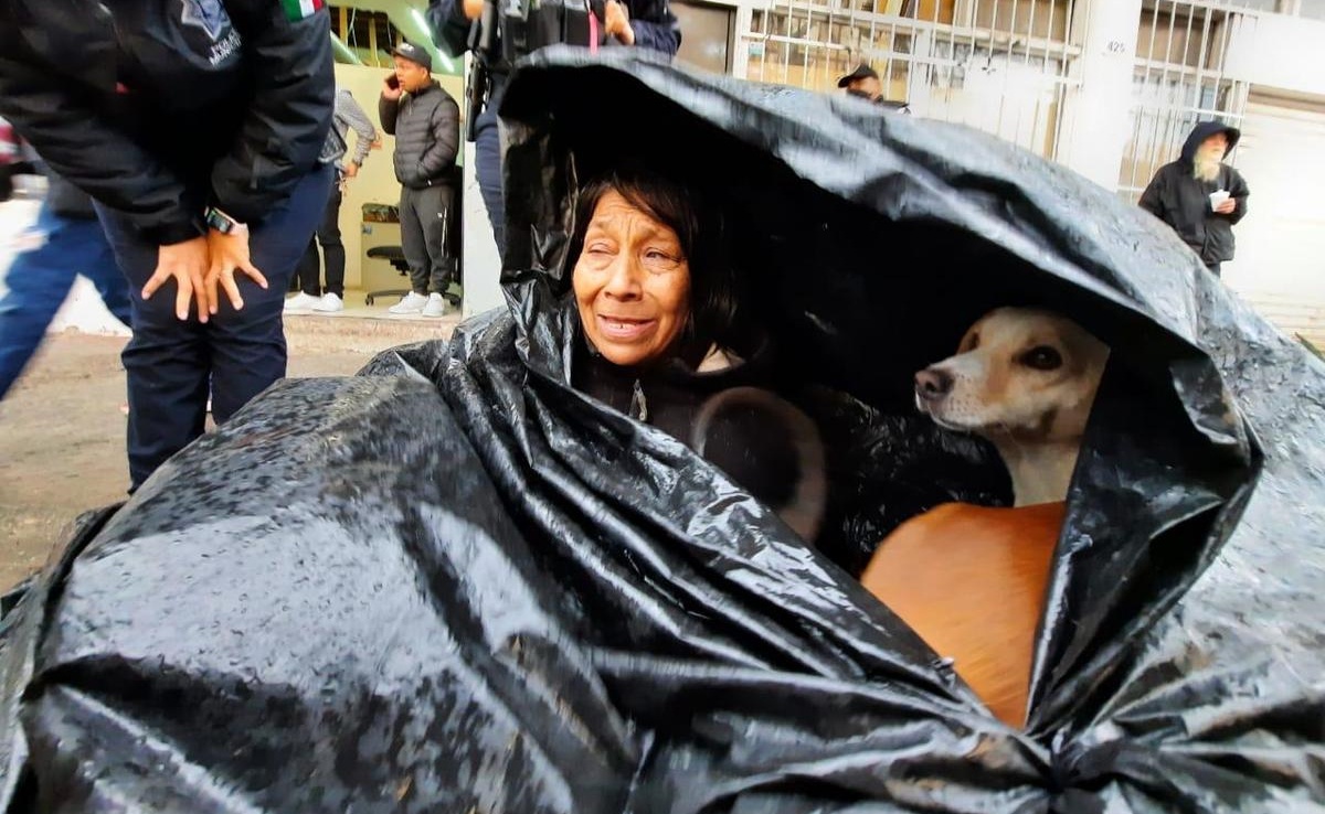 Si chiude in una busta per ripararsi, ma arriva la polizia. Donna si rifiuta di lasciare i suoi cani