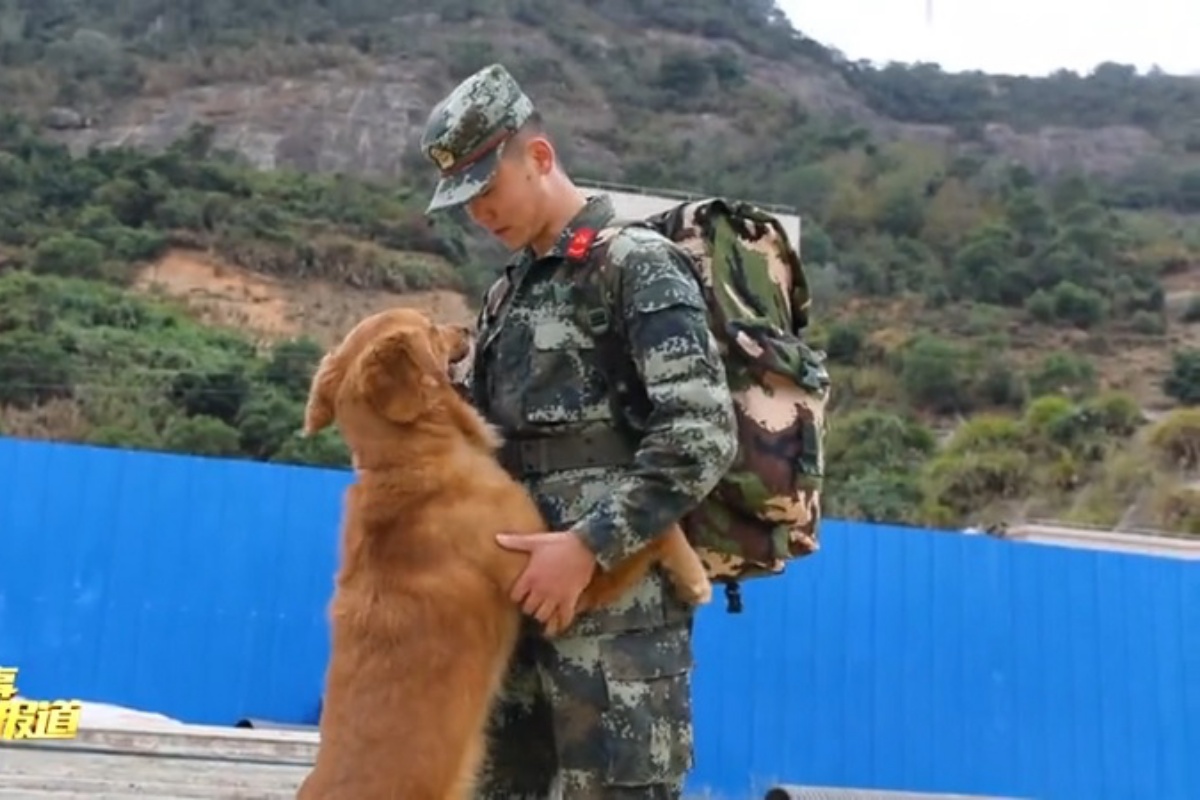 (VIDEO) Lo straziante addio tra il cane Da Mao ed il suo addestratore