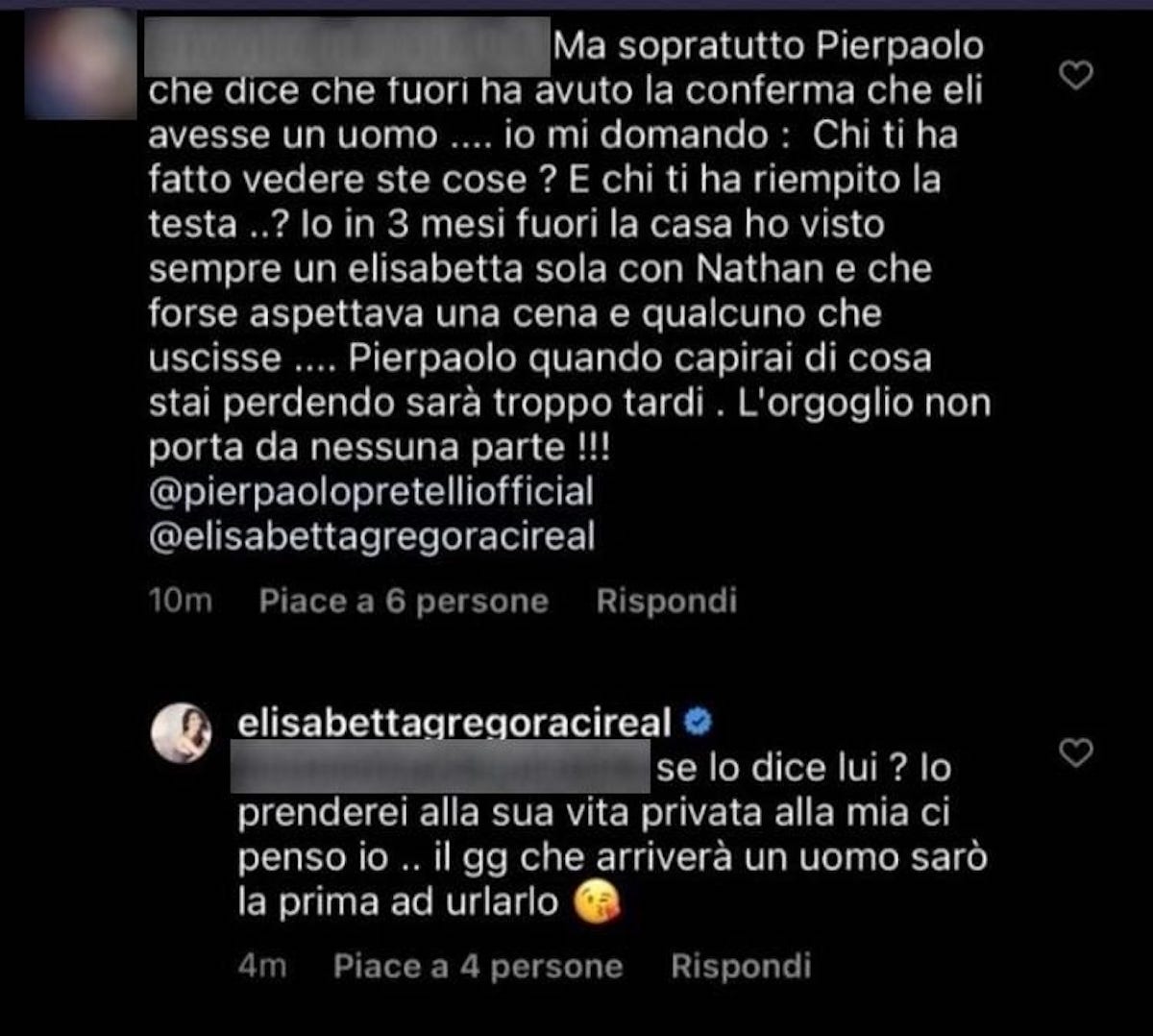 Intervento showgirl su Instagram