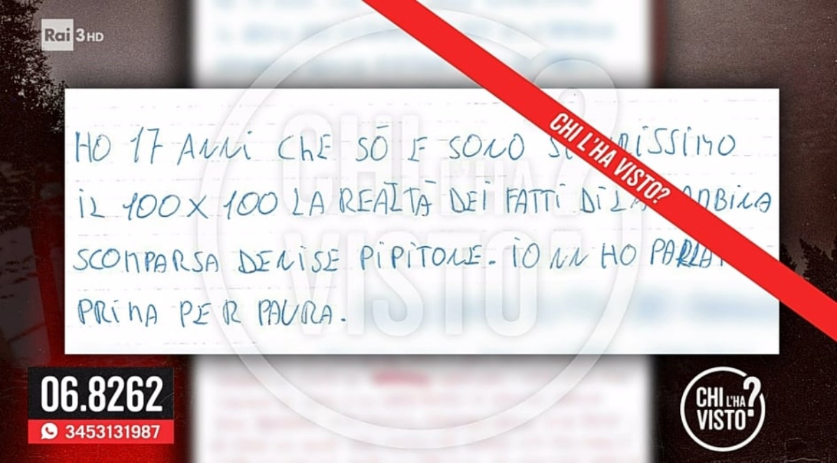 Denise Pipitone contenuto lettera anonima Chi l'ha visto