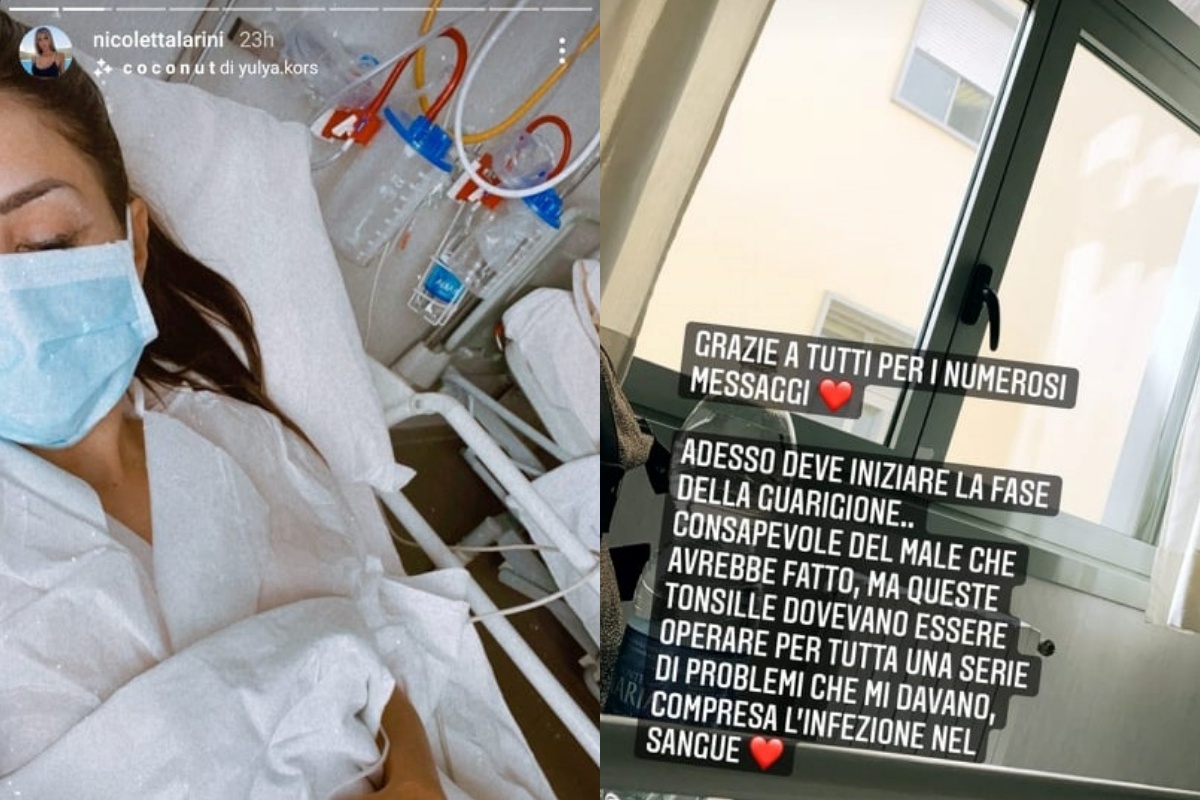 Operazione alle tonsille per Nicoletta Larini